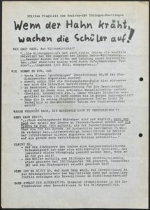 Die Bezirks-SMV Tübingen-Reutlingen argumentiert mit diesen Flugblatt gegen Kultusminister Hahn